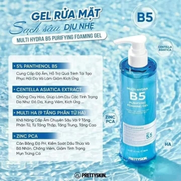 Gel Rửa Mặt Sạch Sâu-Dịu Nhẹ B5 PrettySkin 300ML