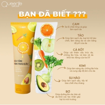 Sữa Tắm Trắng Da Men Trái Cây Queenie Skin (200ML)