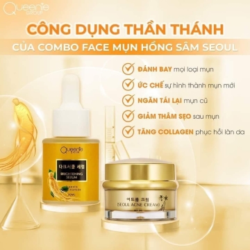 ComBo Face Mụn Hồng Sâm Hàn Quốc Queenie Skin 