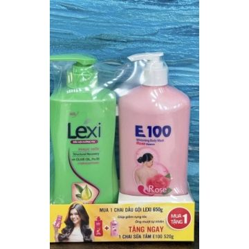 Dầu Gội LEXI (650g) Tặng kèm Sữa Tắm E100 (520g)