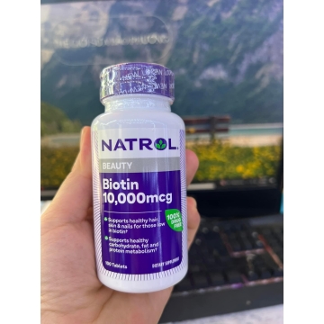 Viên Uống Mọc Tóc NATROL Biotin 10,000mcg (H/100v)