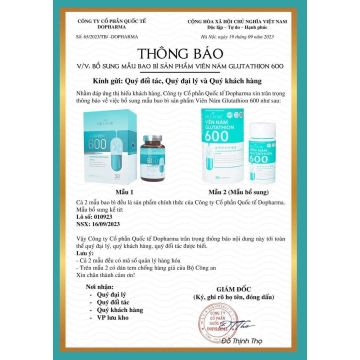 Viên Uống Mờ Nám Glutathione 600mg DR.LACIR (H/30v)