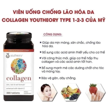 Viên Uống Collagen + Biotin 6.000mg Youtheory Mỹ (390v)