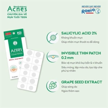 Miếng Dán Mụn Acnes CLEAR PATCH BHA 2% (H/24)
