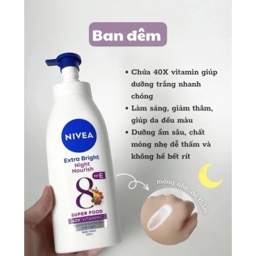 Dưỡng Thể Trắng Da Nivea Extra Bright Day / Night (350ML)