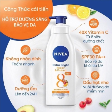 Dưỡng Thể Trắng Da Nivea Extra Bright Day / Night (350ML)